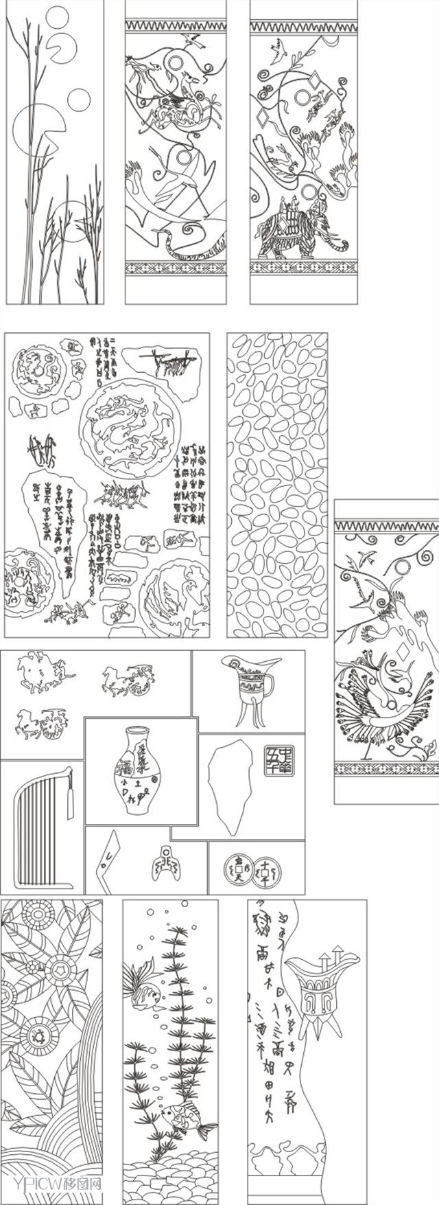 刻绘图案_雕刻打印—路径图_装饰图库_移图网