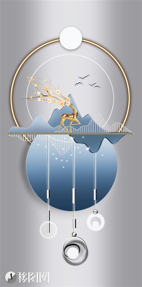 鹿 海鸥 山水 圆 吊灯 